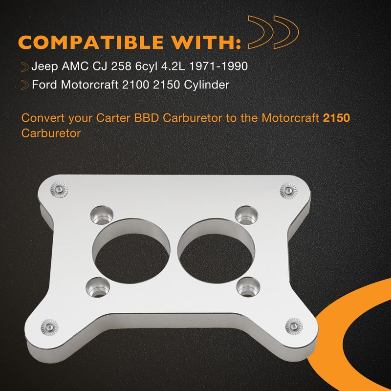 Carburetor Adapter Plate with Throttle Linkage for Jeep AMC CJ 258 4.2L 6 Cyl