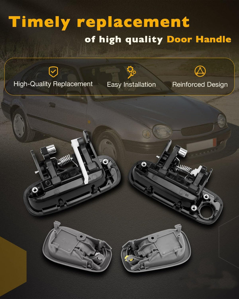 Interior Exterior Door Handle Set for Toyota Prizm 1998 2002 Lock Cylinder Key