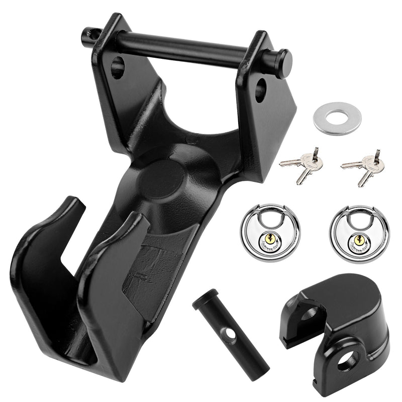 Gooseneck Trailer Hitch Lock for RV Heavy Duty Trailers Black 2 Keys