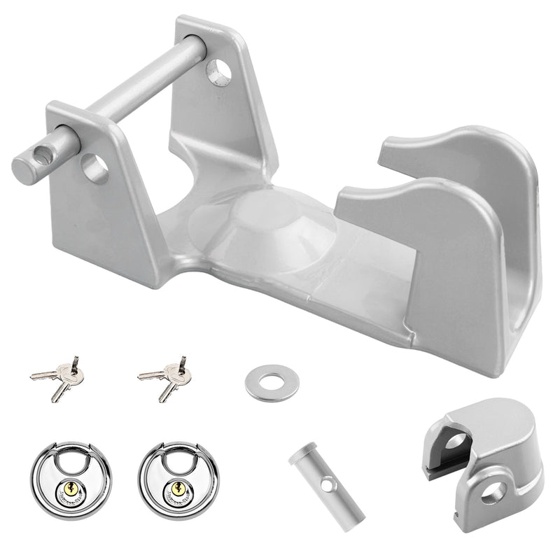 Gooseneck Trailer Hitch Lock for RV Heavy Duty Trailers Silver 2 Keys