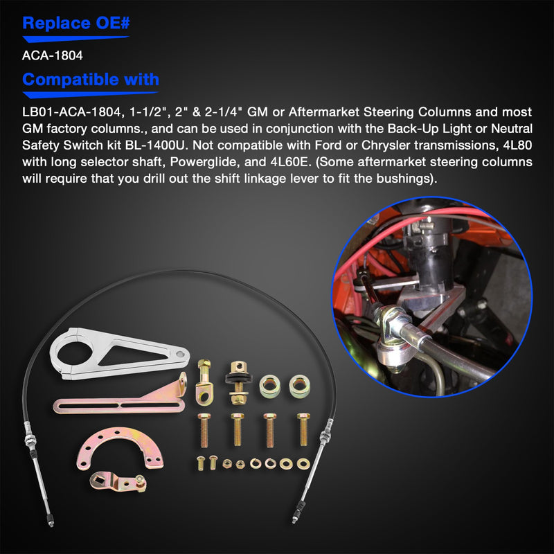 ACA 1804 Transmission Cable Column Shift Linkage Kit For GM TH350 2 Inch