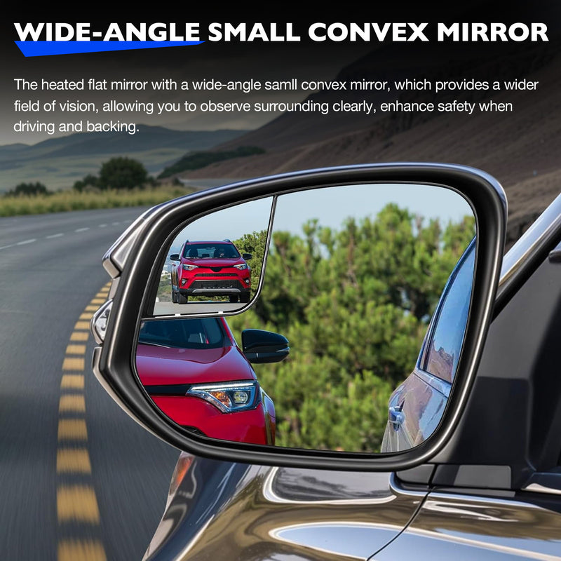 Left Driver Side Convex Mirror Glass with Power Heated for 14-20 Toyota Sienna