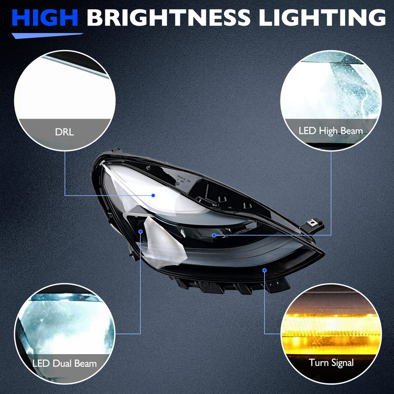 1514952-00 LED Headlight Headlamp Assembly Left Side for 2021-2023 Tesla 3 Y