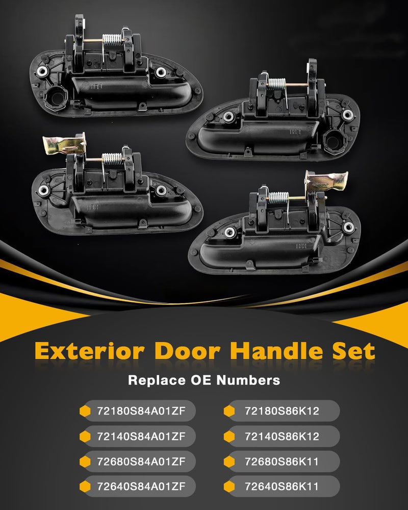Exterior Door Handles Front Rear for Honda Accord 1998 2002 4 Piece