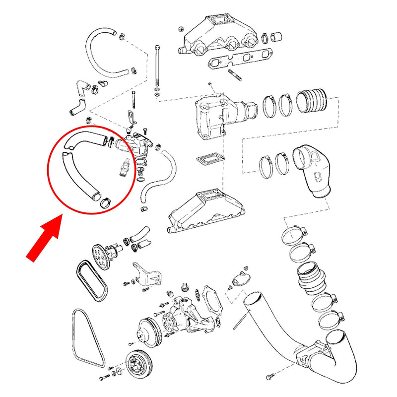 3852288 Thermostat Housing Pump Hose for Volvo Penta V6 V8 4.3 5.0 5.7L