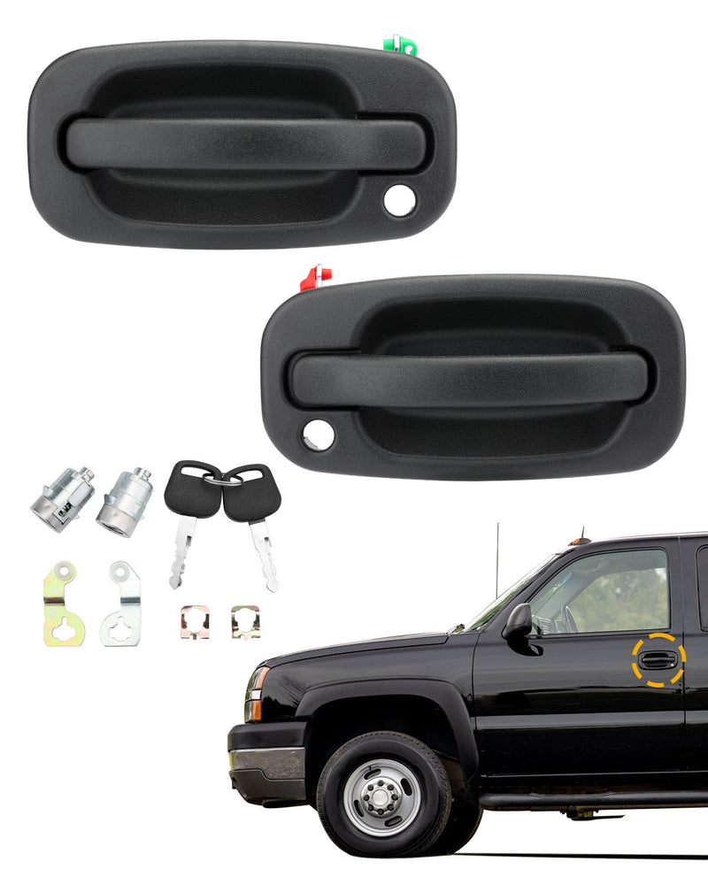 Exterior Door Handles Lock Cylinders Keys Set for Chevy for GMC 1999 to 2007