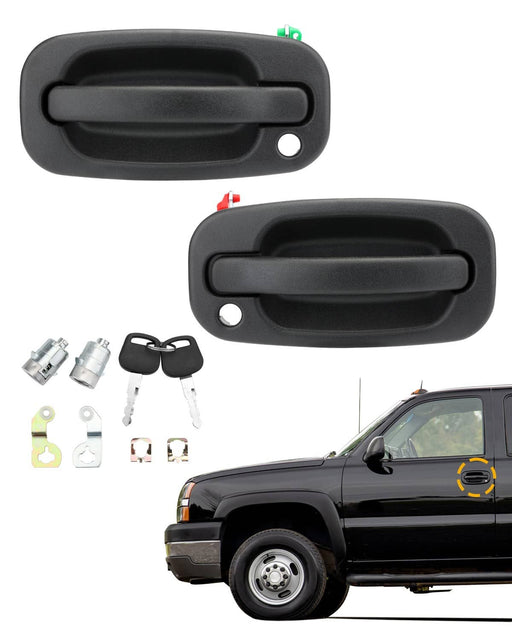 DURAFORCE Exterior Door Handles Lock Cylinders Keys Set for Chevy for GMC 1999 to 2007
