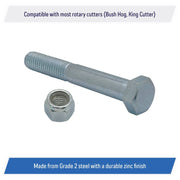 DURAFORCE Grade 5 Shear Bolts for Rotary Cutters 1 2 x 3 1 2 with Nylock Nuts 5 Pack