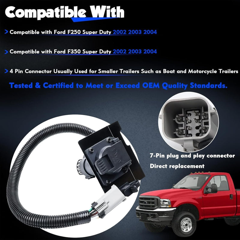 2C3Z13A576DA 4 & 7 Pin Trailer Tow Wiring Harness For Ford F250 F350 Super Duty
