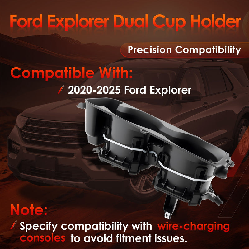 Upgrade Center Dual Cup Holder w Wireless Charging For Ford 2020 2025 Explorer
