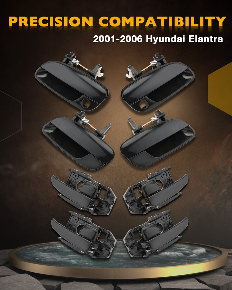 Door Handles Exterior Interior Front Rear for 01 06 Hyundai Elantra 8 Pieces
