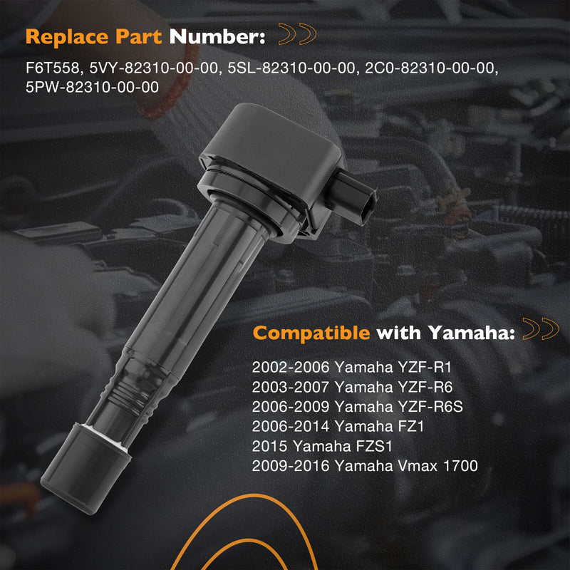 5PW8231000000 Ignition Coil Pack for Yamaha 2002 2016 YZF R6 R6S R1 FZ1 FZ1S 4X