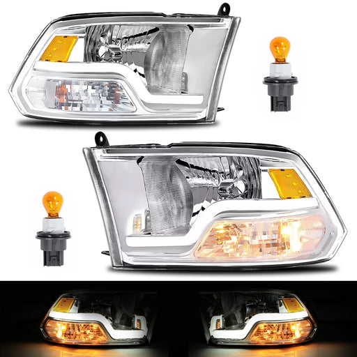 DURAFORCE 09 18 Dodge Ram 1500 2500 3500 Sequential Turn Signal Headlights with LED DRL