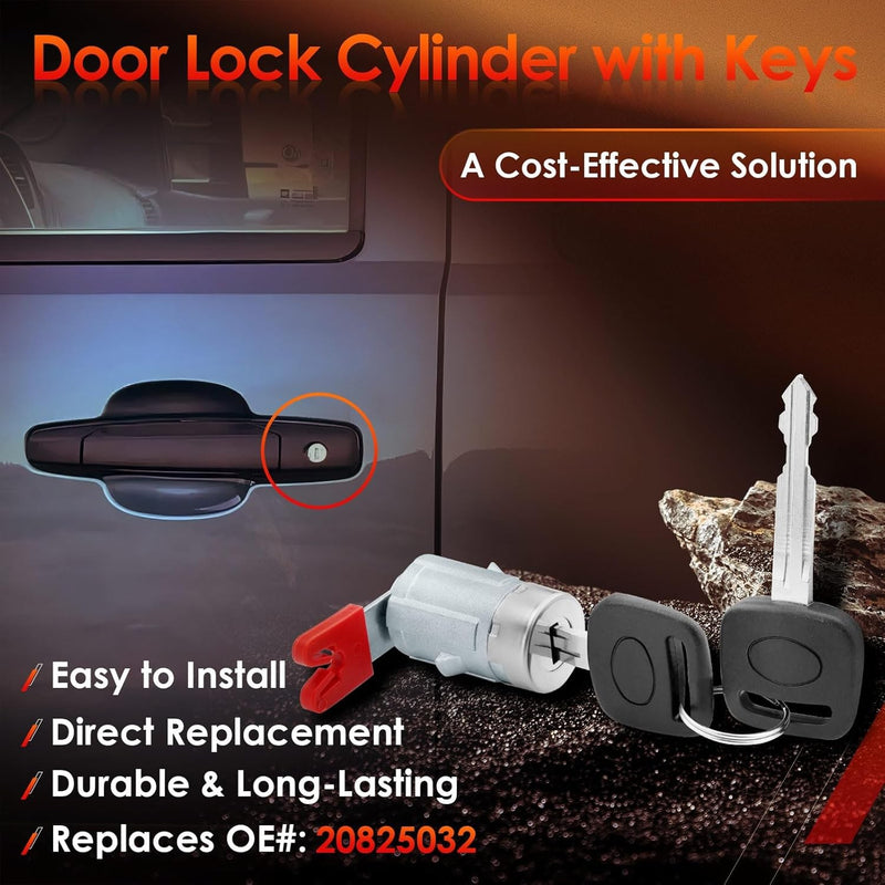 Door Lock Cylinder W Keys For 07-14 Chevy GMC Silverado Sierra 1500 Cadillac