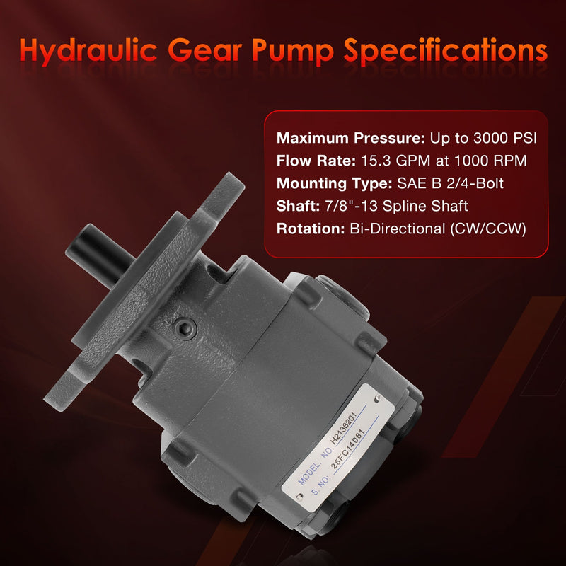 H2136201 Hydraulic Pump 3000 PSI 7/8 Inch 13 Spline Shaft Heavy Duty