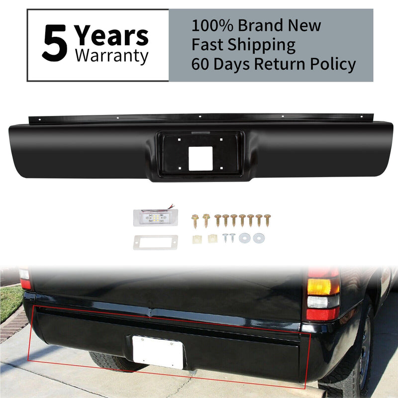 Rear Bumper Roll Pan with License Plate for Chevy GMC C K1500 2500 3500 1988 1998