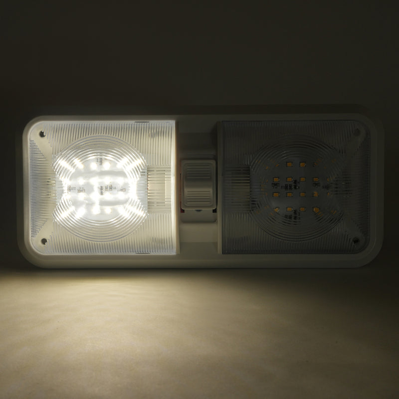 DURAFORCE For RV Camper Trailer Set Of Plastic 12V LED Ceiling Fixture Double Dome Light