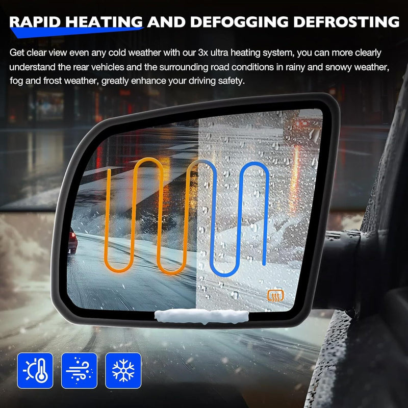 Left Driver Heated Mirror Glass with BSM for Toyota Tundra Sequoia 2002 2020
