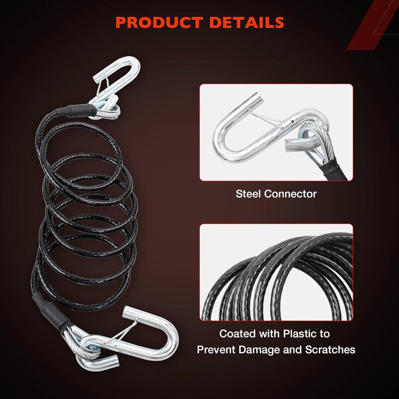 BX88196 Towing Safety Cables For Blue Ox Class 3 Steel 7 Ft 7500 Lb 2 Piece