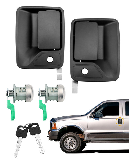 DURAFORCE Exterior Door Handle with Lock Cylinders Keys for Ford F250 F350 F450 F550 99 16