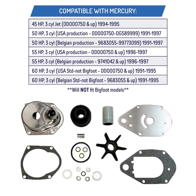 46 812966A11 Water Pump Impeller Kit For Mercury 40 50 55 60 HP
