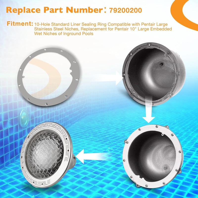 10 Hole Standard Liner Sealing Ring Stainless Steel For Pentair 10 In Niches