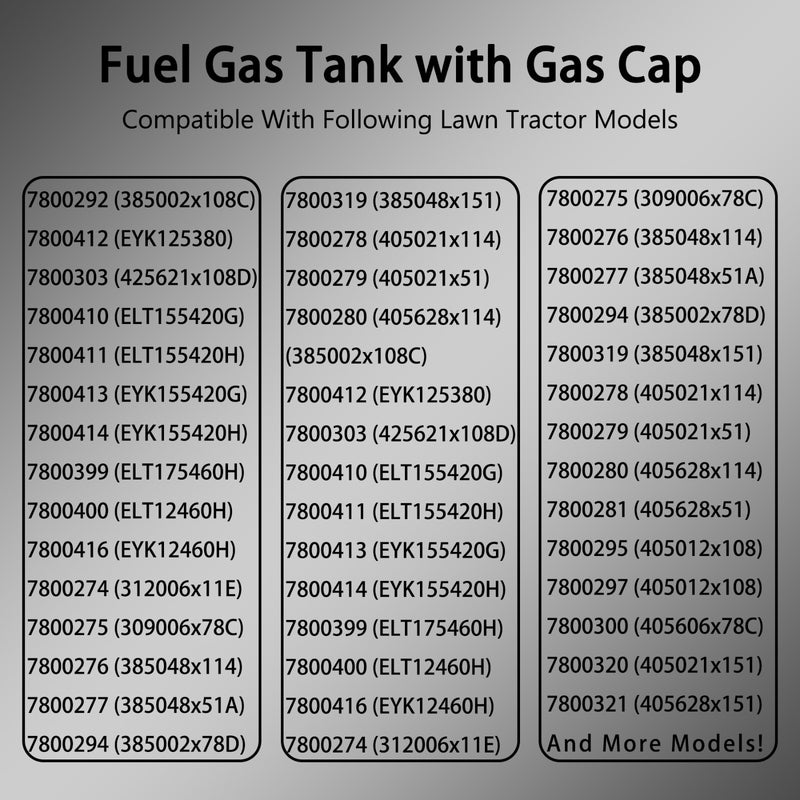 7601092MA 94073MA Fuel Gas Tank With Cap For Murray Lawn Mower