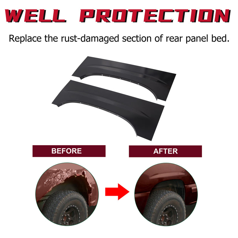 Upper Rear Pair Wheel Arch Repair Panel for 1999 2007 Chevy Silverado GMC Sierra