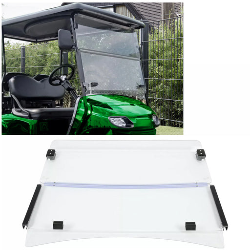 DURAFORCE Clear Fold Down Golf Cart Windshield Windscreen for EZGO TXT 2014 Plus