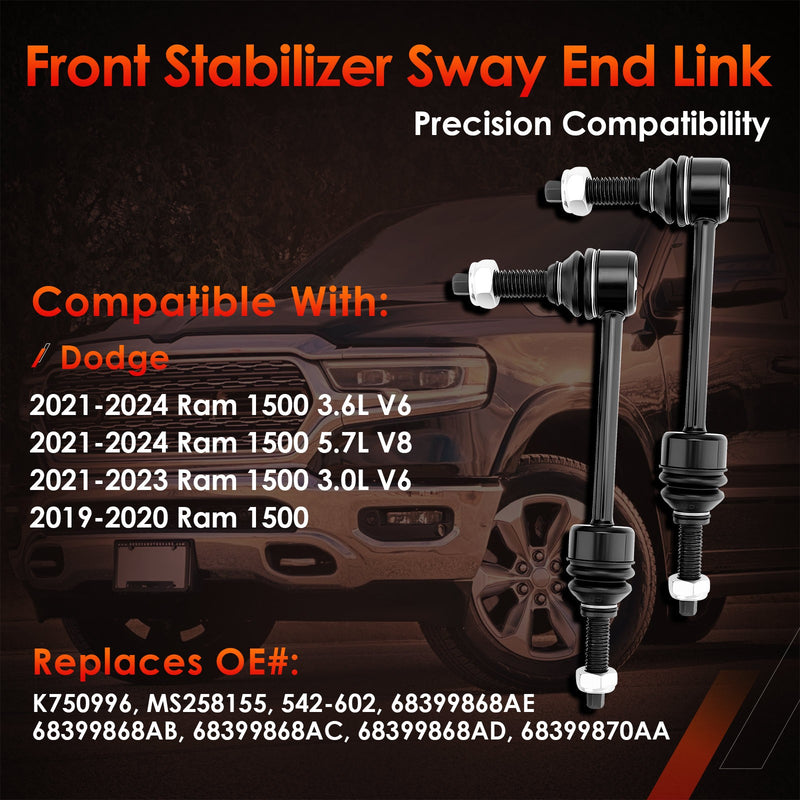 K750996 Front Sway Bar Stabilizer Link Kit For Dodge Ram 1500 2019 To 2024 2Pcs