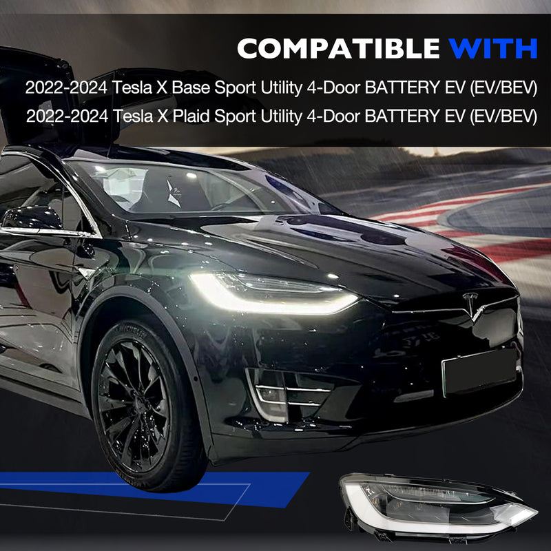 LED Headlight Assy Front Right Passenger Side for Tesla Model X Plaid 2022 2024