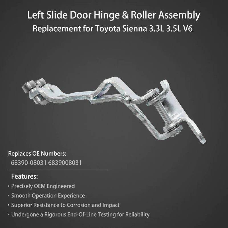 Left Driver Side Sliding Door Hinge And Roller For 2004 To 2010 Toyota Sienna