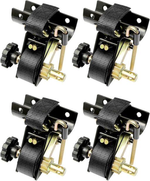 DURAFORCE Ladder Rack Ratchet Straps w J Hook 1.5x7.5 Black Retractable 4x