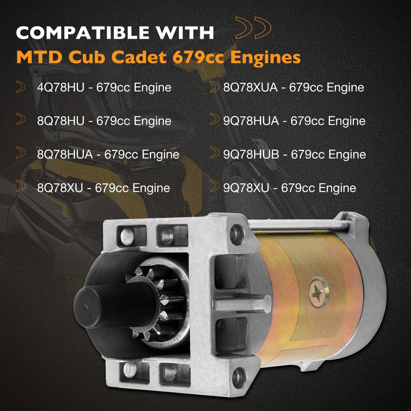 Electric Starter Motor for MTD Cub Cadet 679cc Engines 4Q78HU 8Q78HU 8Q78HUA