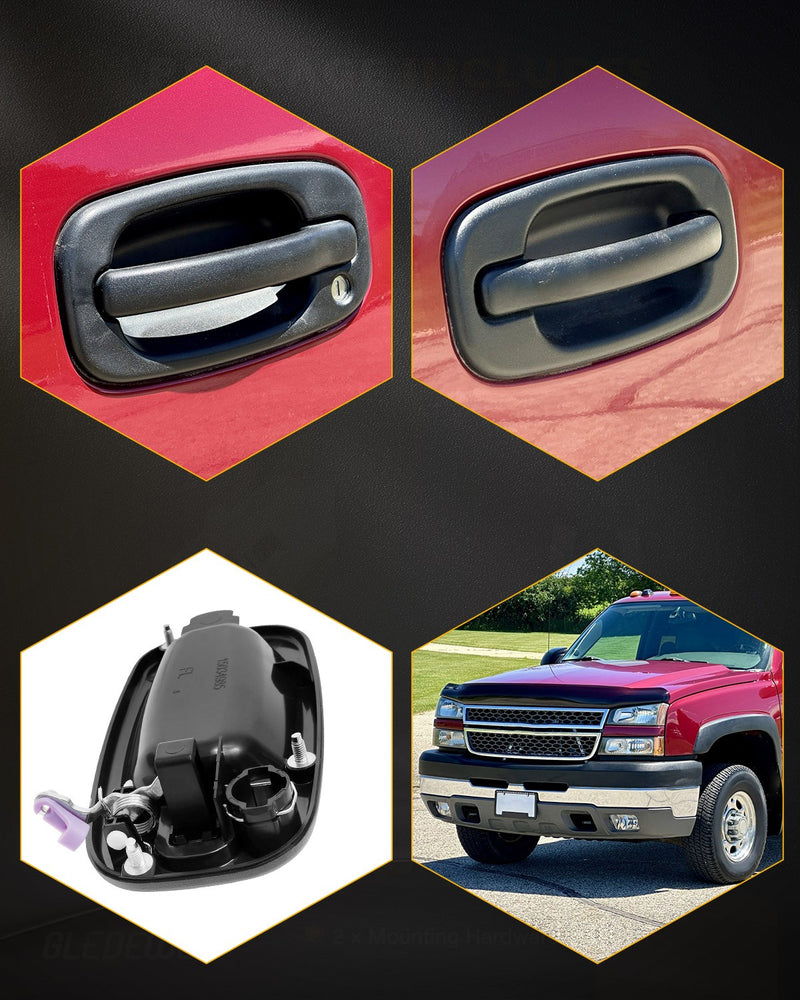 Exterior Door Handles with Lock Cylinder & Keys for 1999 2007 Chevy GMC Cadillac