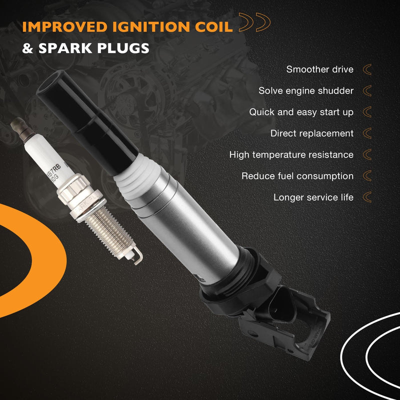 UF598 Ignition Coil Pack and Spark Plug Kit for Mini Cooper Peugeot 1.6L 07-16 4 Pack