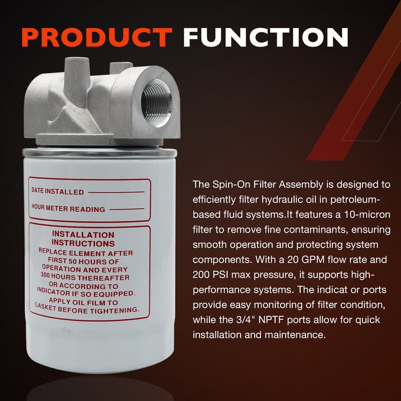 CP75210 3/4 NPTF Oil Filter with 10 Micron Hydraulic for Tractors Log Splitters