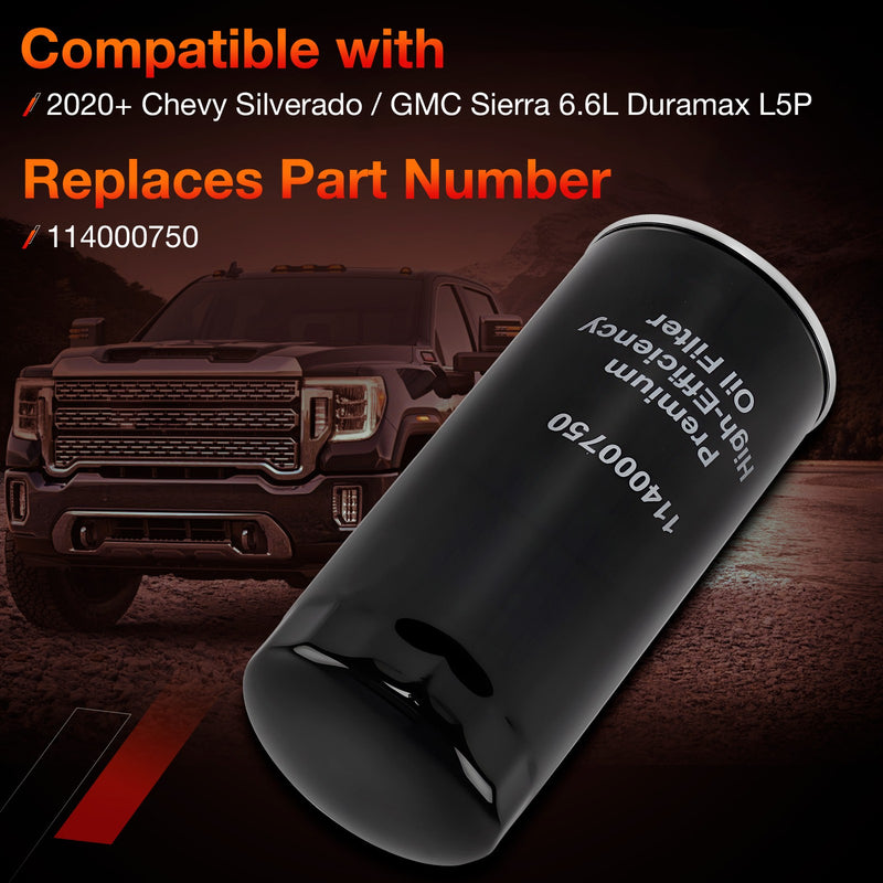 114000750 Oil Filter for GM Chevy CMC 2020 and Newer 6.6L Duramax L5P Engine