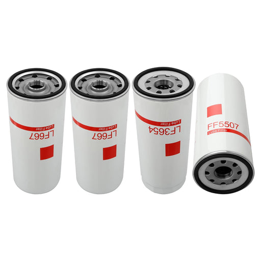 DURAFORCE LF667 Diesel Oil Fuel Filter Change Kit For Volvo D12 D13 LF3654 FF5507 4 Piece