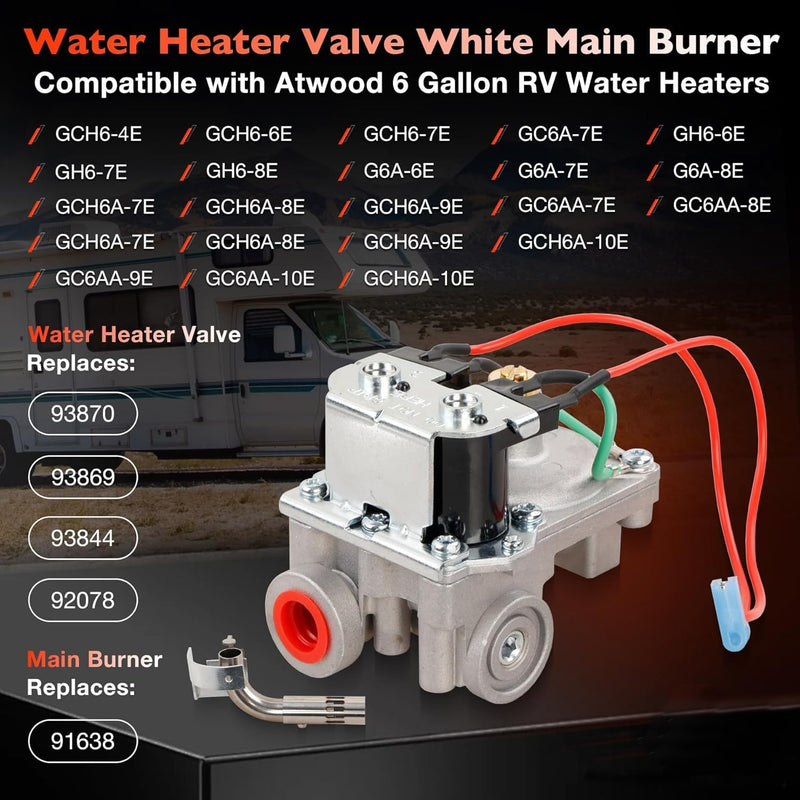 93844 93870 92078 92089 RV Water Heater Solenoid Gas Valve for Atwood 6 Gallon