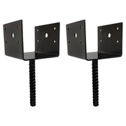 DURAFORCE U Shaped 6x6 Deck Post Concrete Anchor Spike Fence Base Black Powder Coated 2 Pack