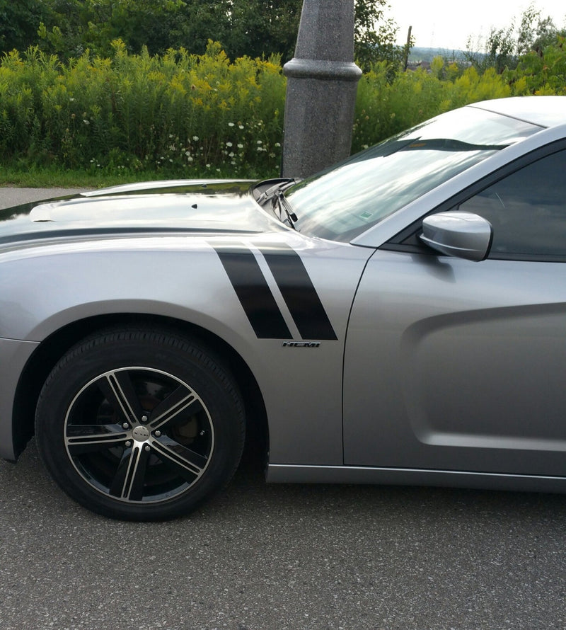 4 Dual Fender Stripe Hash Mark Decal Graphic Kit for Dodge Charger
