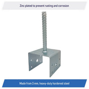 DURAFORCE U Shaped 6x6 Deck Post Concrete Anchor Spike Fence Base Zinc Plated 2 Pack