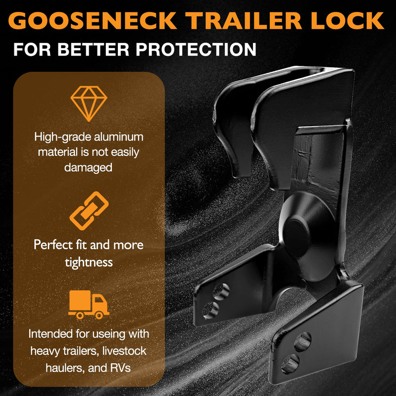 Gooseneck Trailer Hitch Lock for RV Heavy Duty Trailers Black 2 Keys