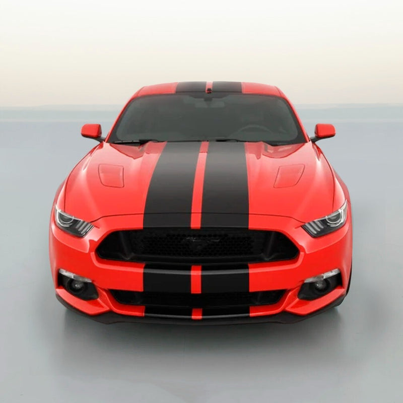 DURAFORCE 9 Inch Vinyl Rally Stripes Racing Stripe Kit Hood Trunk Roof For Ford Mustang