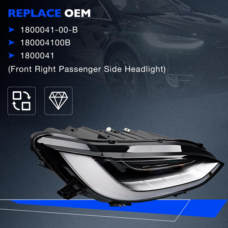 LED Headlight Assy Front Right Passenger Side for Tesla Model X Plaid 2022 2024