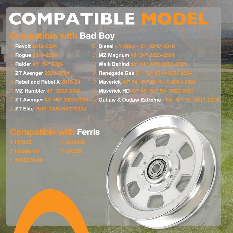 033805000 Flat Idler Pulley For Bad Boy Ferris Simplicity Snapper 48 52 54 2X