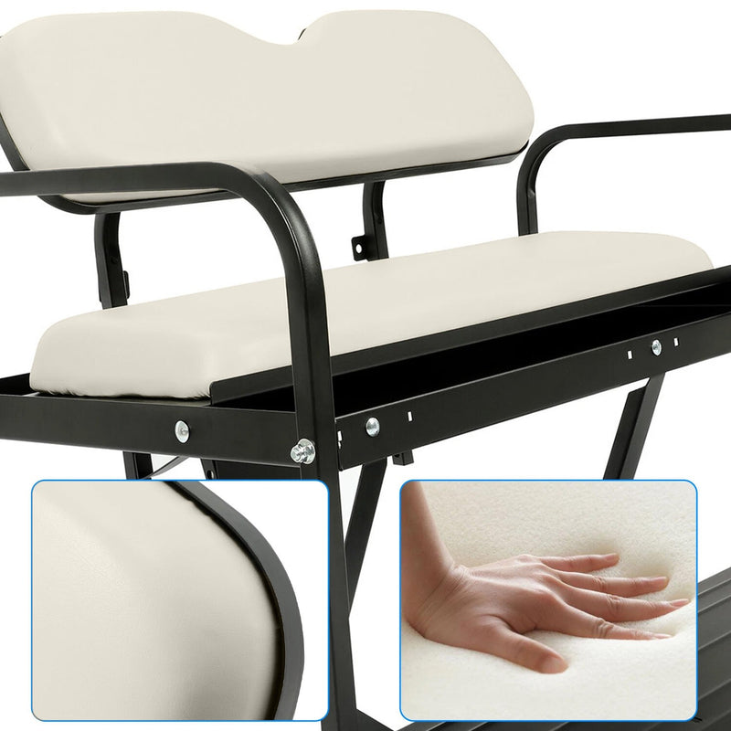 Flip Rear Back Seat for Yamaha Drive G29 Golf Cart 07 to 16 Off White Cushions