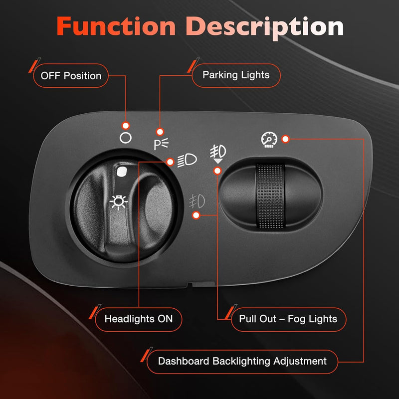 Headlight Switch with Fog Light Function for 2000 2004 Ford F150