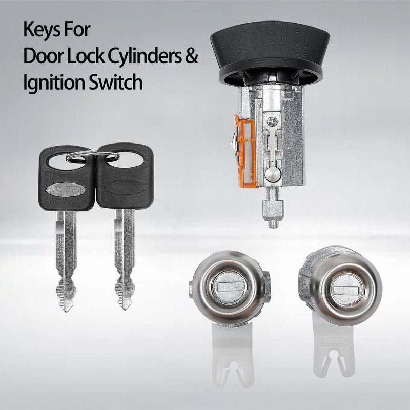 Ignition Switch Door Lock Cylinder with Keys for Ford 97 07 F150 250 Super Duty